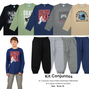 Kit Cleomara 10 peças Meninos Inverno 10 ao 16