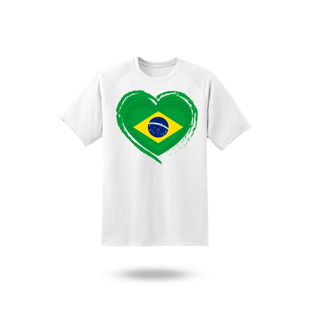 Camiseta Branca Estampa Coração Brasil – Design Patriótico Premium