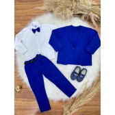 Terno Social Com Calça Gravata Azuçl Royal e Camisa Branca