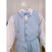 Conjunto Social C/ Colete Calça Gravata Azul Camisa Branca