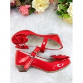 Sapatinho Vermelho Verniz Com Lacinho e Strass Saltinho Luxo