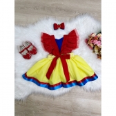 Romper da Branca de Neve Com Laço Luxo - Amarelo e Azul