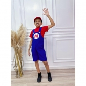 Conjunto Fantasia Infantil Vermelha e Azul Festas