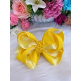 Tiara Infantil Amarelo Luxo Pérolas - Amarelo