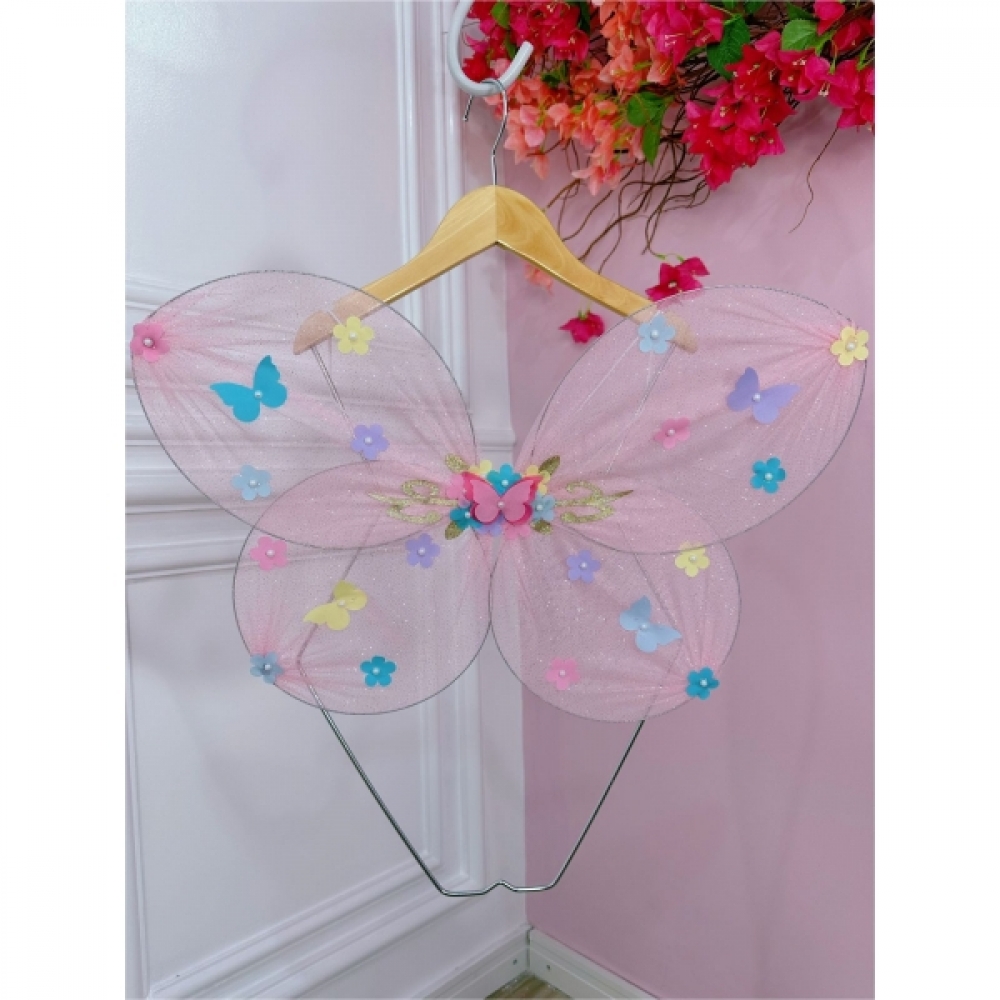 Asa Borboleta Rosa Bebê Jardim Encantado Fada Super Luxo