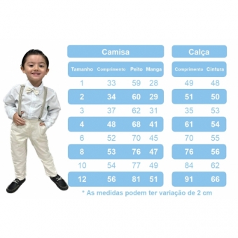 Conjunto Social Camisa Branca Susp. Calça e Gravata Cinza