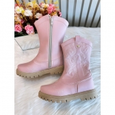 Bota infantil Boiadeira Texana Rosa Claro Com Zíper Luxo