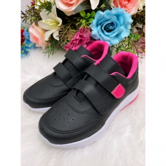 Tênis Infantil Preto e Pink C/ Velcro Meninas