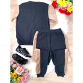 Conjunto de Moletom Blusa C/ Zíper e Calça Preto Marfim