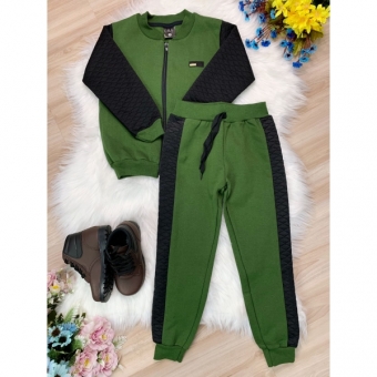Conjunto de Moletom Jaqueta e Calça Verde Escuro