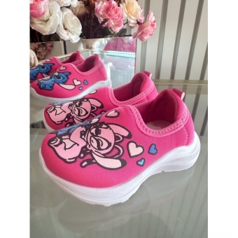 Tênis Calce Fácil Meninas Temático Stitch e Angel Pink
