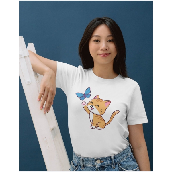 Camiseta Gatinho com Borboleta – Fofa Pet Lovers