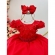 Vestido Infantil Vermelho Busto C/ Apliques de Flores Renda - Vermelho