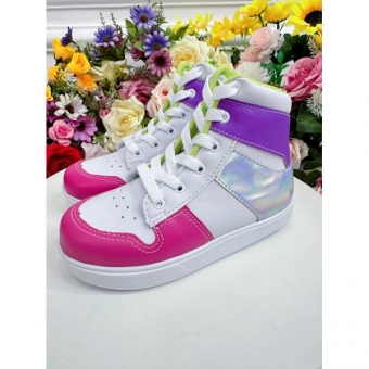 Tênis Jordan Cano Alto Meninas C/ Cadarço Branco e Lilás