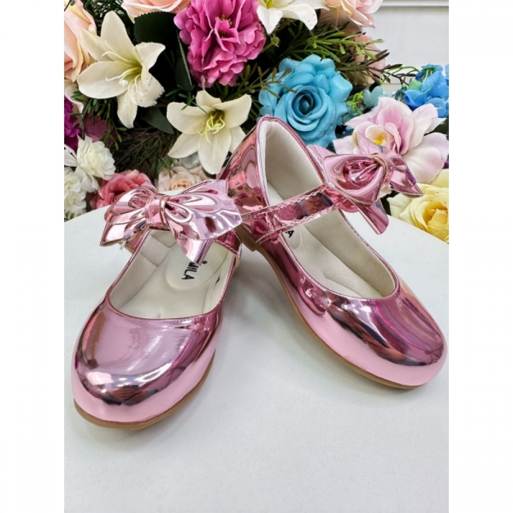 Sapatinho Rose Metalizado Com Lacinho Super Luxo - Rose Metalizado