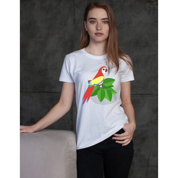 Camiseta Arara Colorida – Estilo Tropical