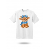 Camiseta Vaquinha Fofa Kawaii com Laço e Cachecol – Cute Animal