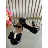 Sapatinho Preto Verniz C/ Aplique de Lacinho Strass Glitter