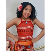 Fantasia Infantil Moana Com Colar e Cinto Faixa Festas