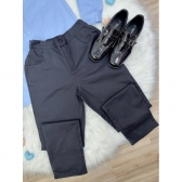 Conjunto Social Camisa Azul e Calça Preto em Algodão