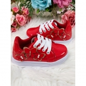 Tênis de Cadarço Vermelho C/ Aplique Borboletas Meninas
