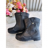 Bota infantil Boiadeira Texana Preto Com Zíper Luxo