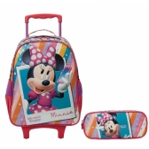 Kit Mochila Infantil Rodinhas + Estojo Duplo Minnie no Celular - Roxo