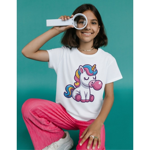 Camiseta Unicórnio Fofo com Chiclete – Camiseta Cute