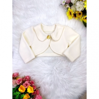 Bolero Infantil Marfim Soft Luxo Com Botão
