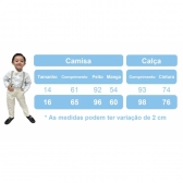 Conjunto Social Camisa Azul e Calça Preto em Algodão