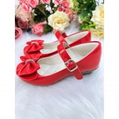 Sapatinho Vermelho Verniz Com Lacinho e Strass Saltinho Luxo