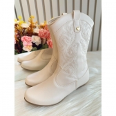 Bota infantil Boiadeira Texana Off White Com Zíper e Salto