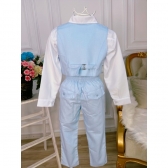 Conjunto Social C/ Colete Calça Gravata Azul Camisa Branca