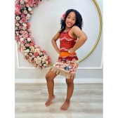 Fantasia Infantil Moana Com Colar e Cinto Faixa Festas
