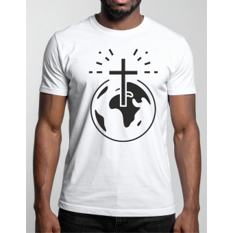 Camiseta Fé no Mundo – Estampa Cruz com Planeta