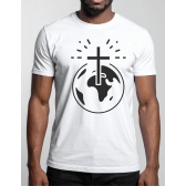 Camiseta Fé no Mundo – Estampa Cruz com Planeta