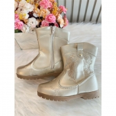 Bota infantil Boiadeira Texana Dourado Com Zíper Luxo