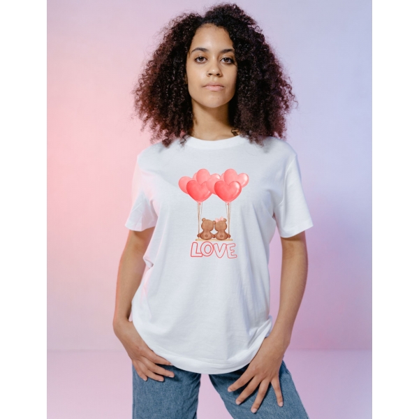 Camiseta Love Ursinhos Balões Coração Feminina Unissex Premium Romântica