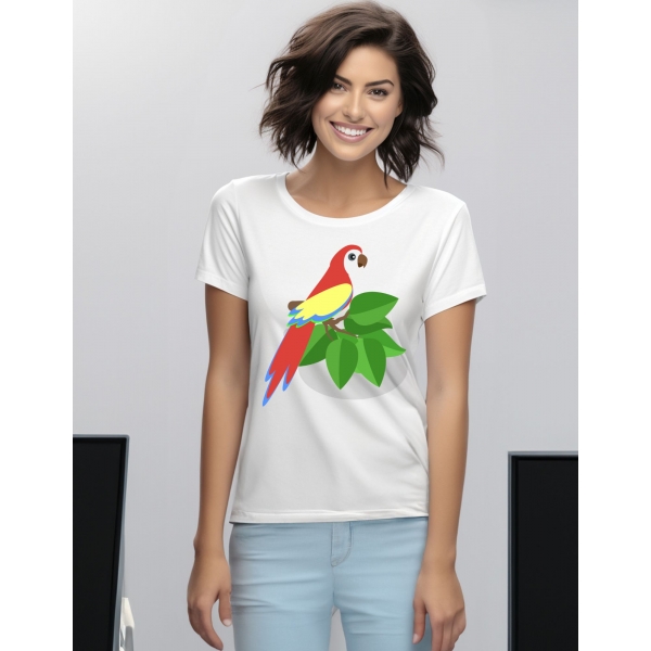 Camiseta Arara Colorida – Estilo Tropical