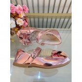 Sapatinho Rosa Metalizado Luxo Com Lacinho e Strass - Rosa Metalizado