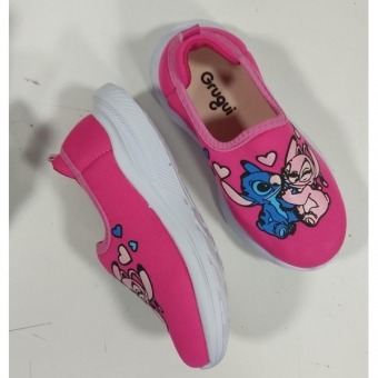 Tênis Calce Fácil Meninas Temático Stitch e Angel Pink