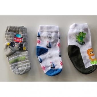 Kit Com 3 Pares de Meias Cor Mesclada Com Desenhos Bebê