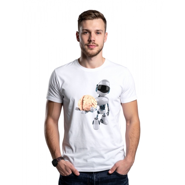 Camiseta Inteligência Artificial Robô com Cérebro – Design Futurista Tech Unissex