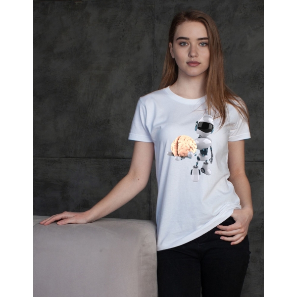 Camiseta Inteligência Artificial Robô com Cérebro – Design Futurista Tech Unissex