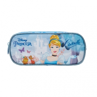 Estojo Simples Escolar da Princesa Disney Cinderela Azul