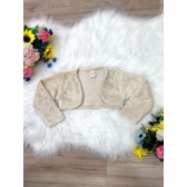 Bolero Infantil de Pelúcia Plush Marfim Bebê S/ Botão Confort
