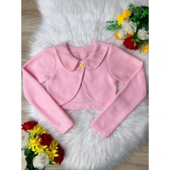 Bolero Infantil Rosa Soft Com Gola Luxo