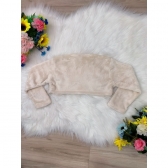 Bolero Infantil de Pelúcia Plush Marfim Sem Botão Confort