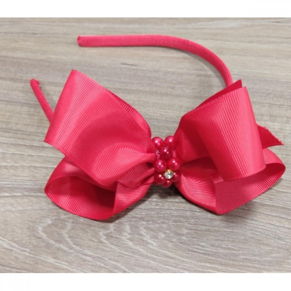 Tiara Infantil Vermelha Com Pérolas e Strass Luxo