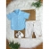 Conjunto Meninos Camisa Azul Mescla Bermuda Bege Casual